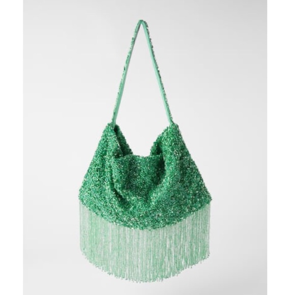 Zara Handbags - Green beaded bag NWOT